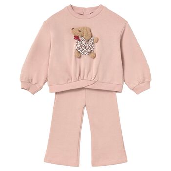 Younger Girls Pink Dog Tracksuit