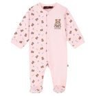Baby Girls Pink Teddy Logo Babygrow, 3, hi-res