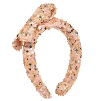 Girls Pink Sequin Bow Headband