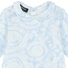 Baby Boys Blue & Ivory Barocco Babygrow Gift Set, 3, hi-res