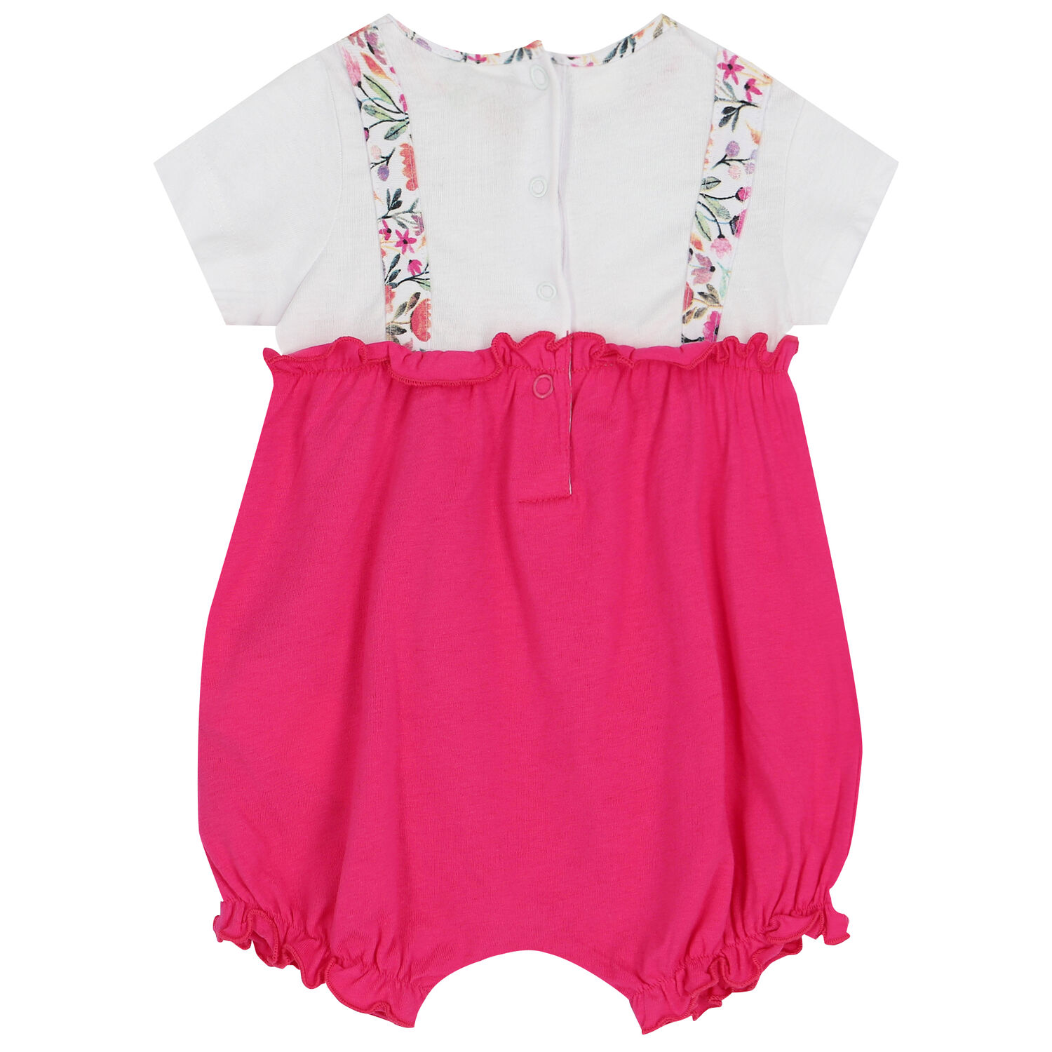 Baby Girls White & Pink Romper, 1, hi-res