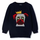 Boys Navy Knitted Sweatshirt, 1, hi-res