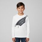 Boys White Belt Bag Long Sleeve Top, 1, hi-res