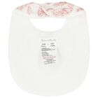 Baby Girls White & Pink Toile De Jouy Bib, 3, hi-res