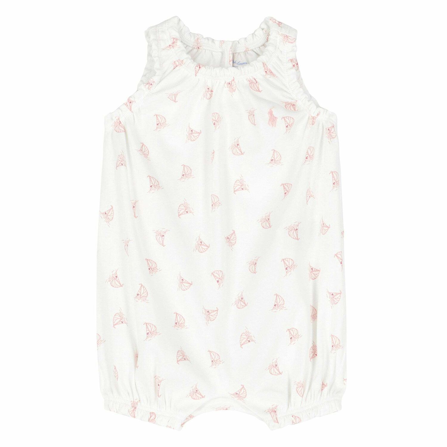 Baby Girls White and Pink Romper , 1, hi-res