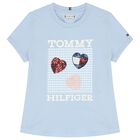 Girls Blue Logo Hearts T-Shirt, 1, hi-res