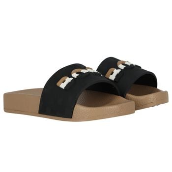 Boys Black & Beige Logo Sliders