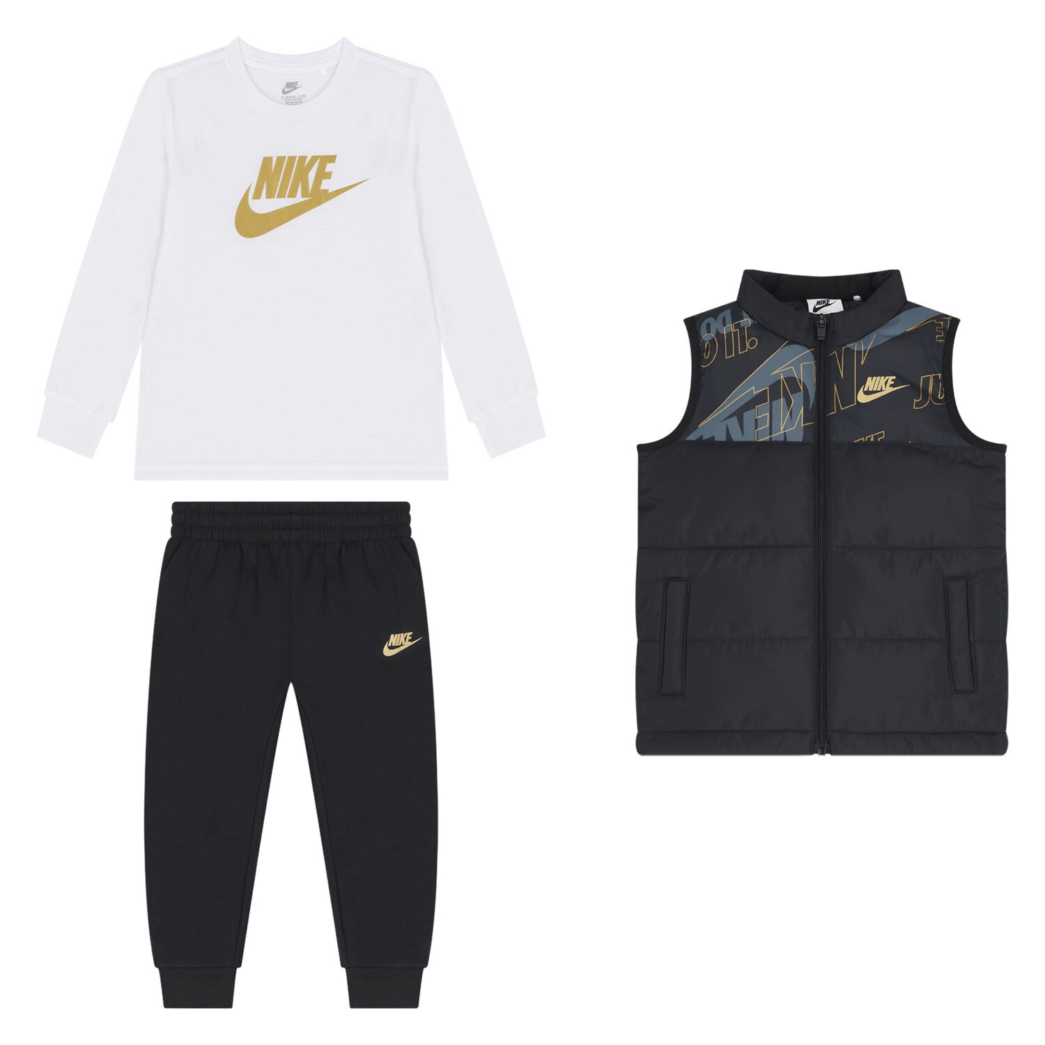 Nike Kids Younger Boys Black White Piece Joggers Set Junior