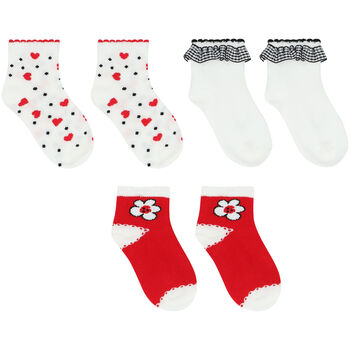 Baby Girls White & Red Socks ( 3-Pack )