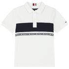 Boys White Logo Polo Shirt, 1, hi-res