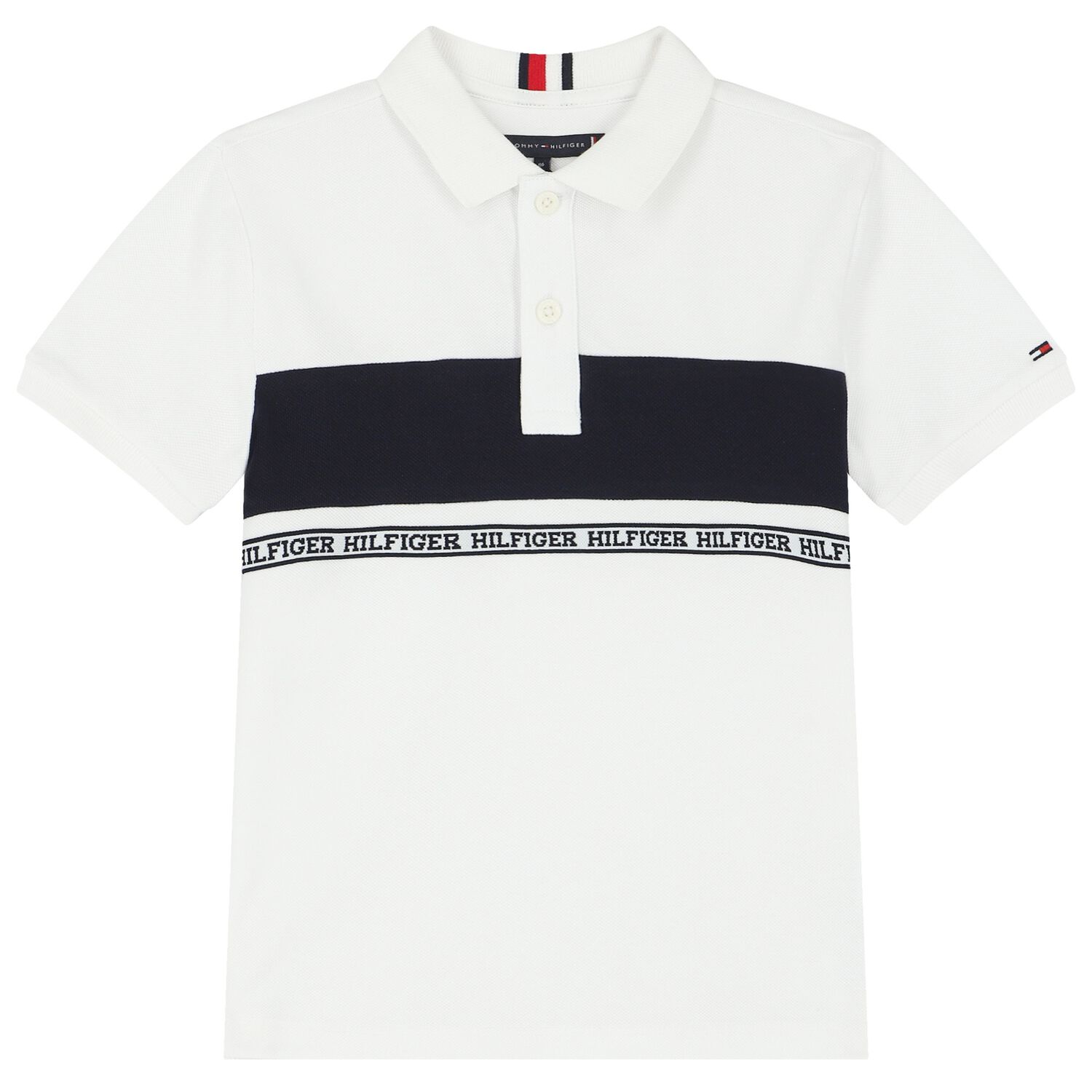 Boys White Logo Polo Shirt, 1, hi-res