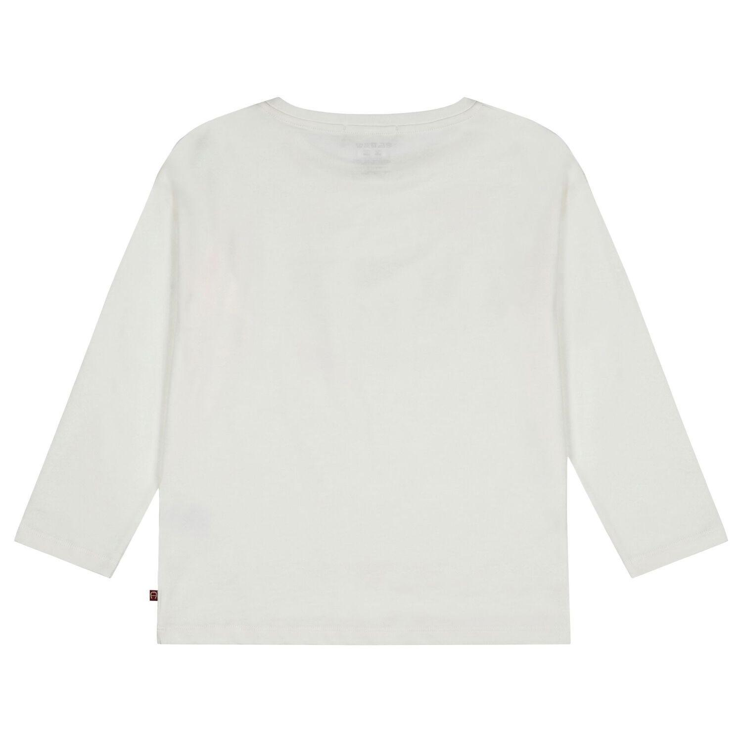 Girls Ivory & Gold Teddy Bear Logo Long Sleeve Top, 1, hi-res