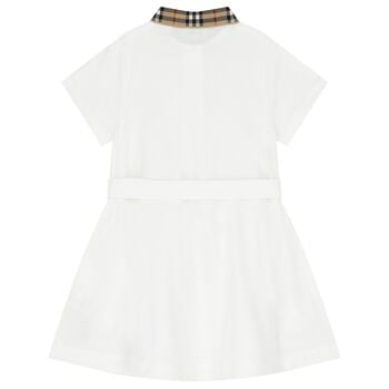 Girls White Logo Polo Dress