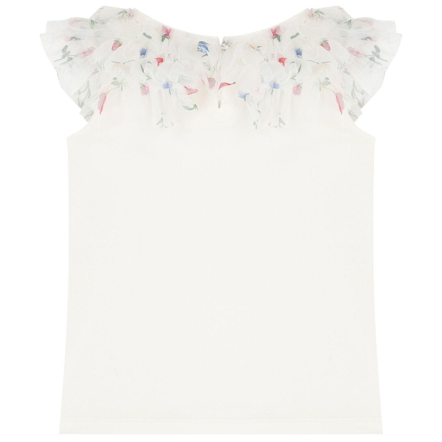 Girls Ivory Ruffled Top, 1, hi-res