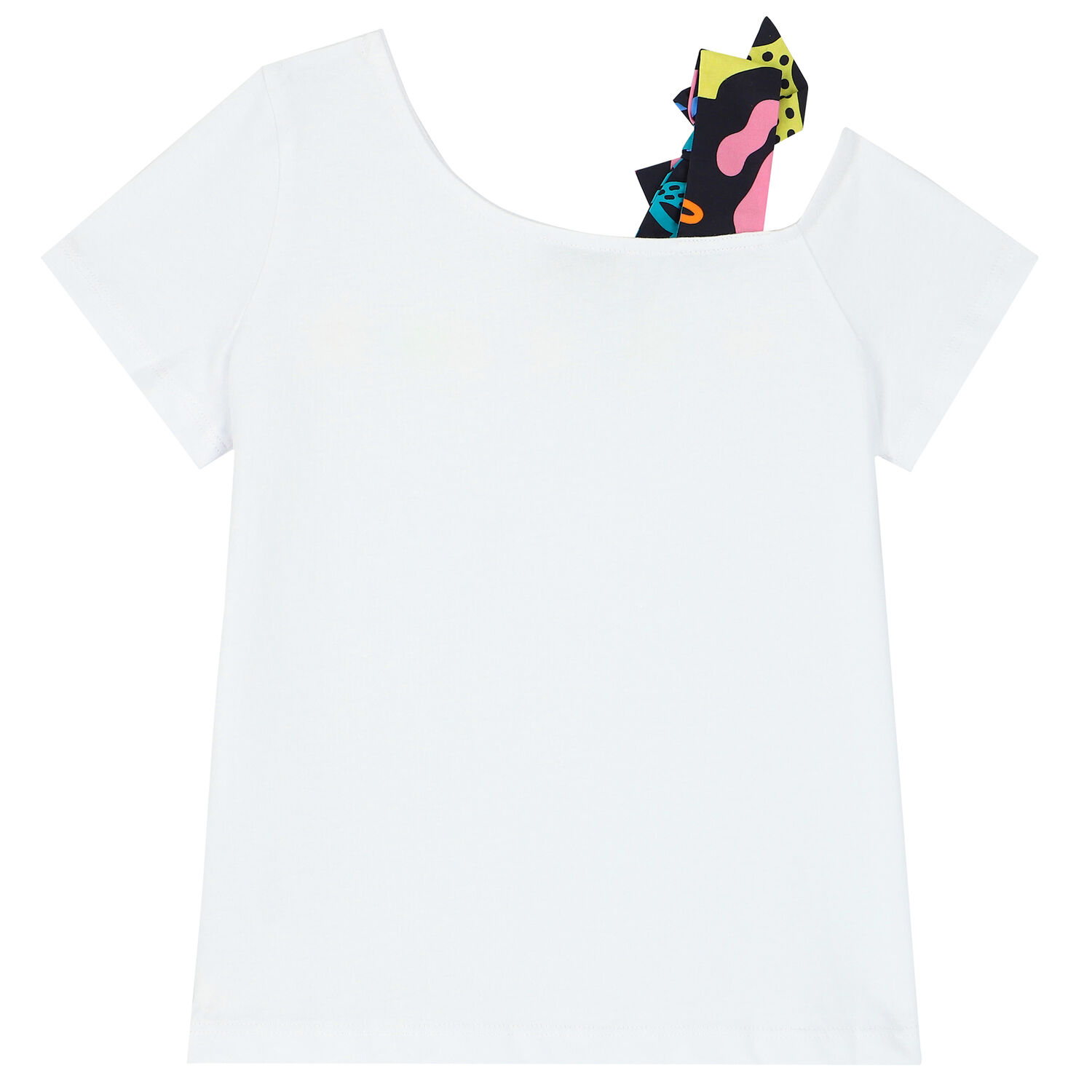 Girls White Asymmetric Logo T-Shirt, 1, hi-res