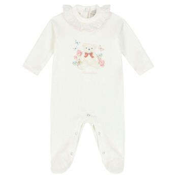 Baby Girls Ivory Bear Babygrow