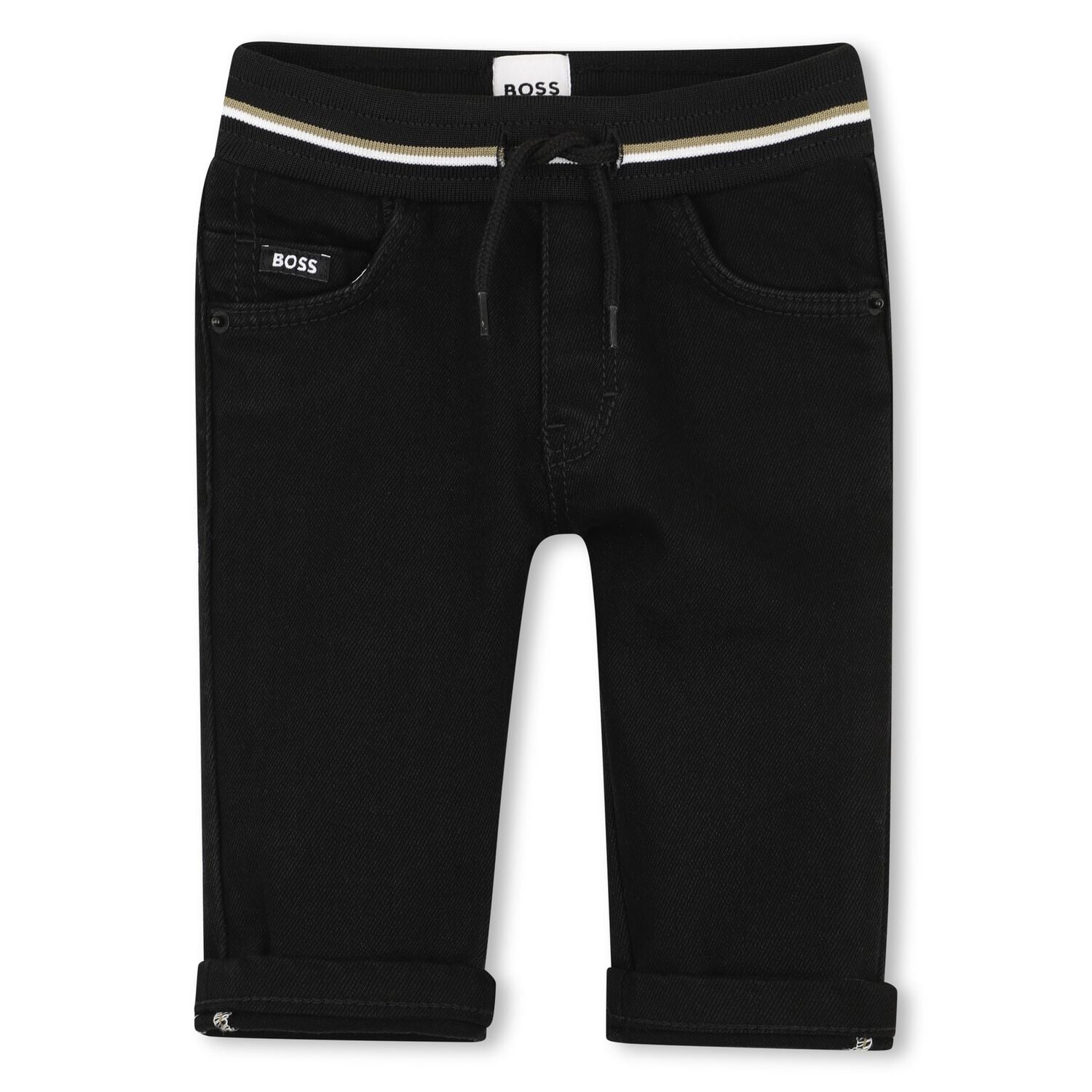 Younger Boys Black Denim Jeans, 1, hi-res