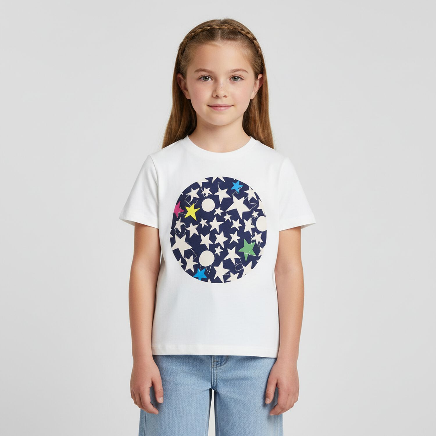 Girls White Logo T-Shirt, 1, hi-res