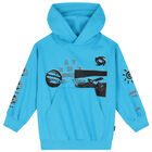 Boys Blue Hooded Top, 1, hi-res
