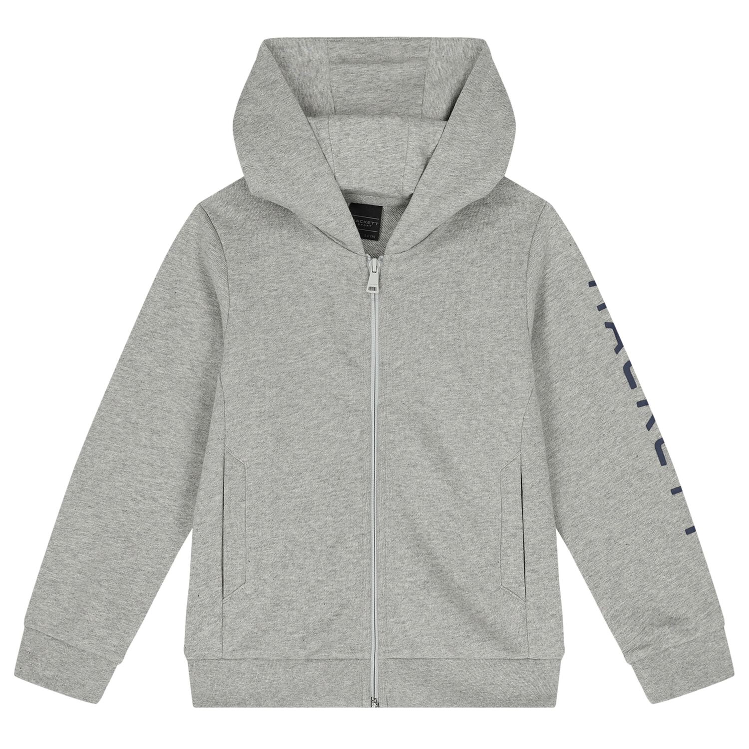 Boys Grey Logo Hooded Zip Up Top, 1, hi-res image number null