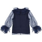 Girls Navy Blue & Green Floral Skirt Set, 1, hi-res