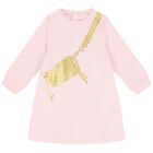 Younger Girls Pink & Gold Logo Bag Dress, 1, hi-res