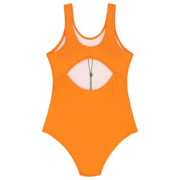 Girls Orange Logo Swimsuit