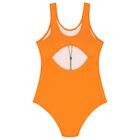 Girls Orange Logo Swimsuit, 1, hi-res