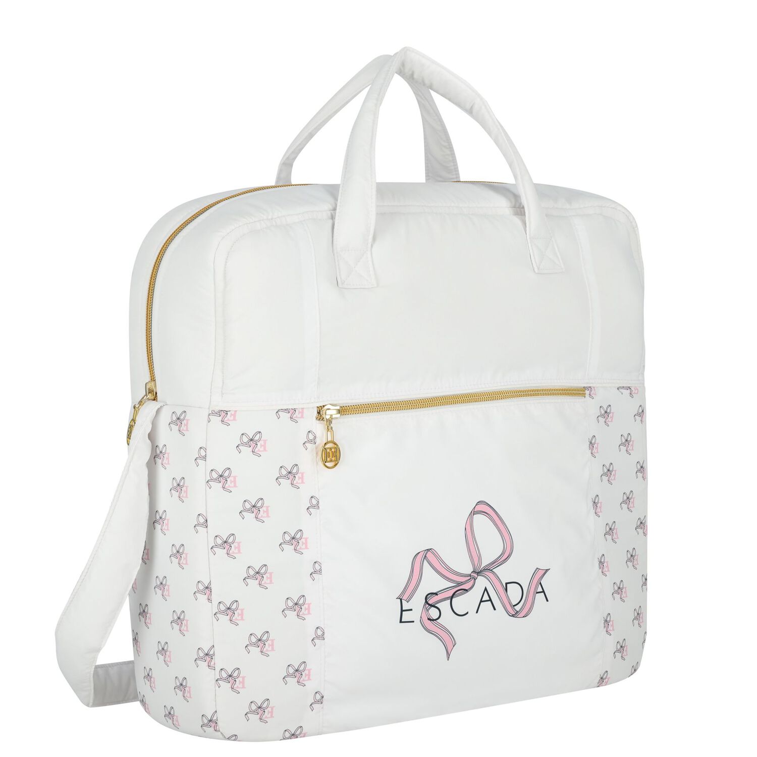 White Logo Bow Baby Changing Bag, 1, hi-res