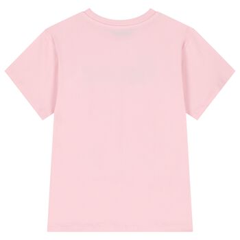 Girls Pink Teddy Bear Logo T-Shirt