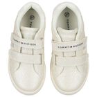 Girls Ivory Faux Leather Trainers, 1, hi-res