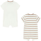 Baby Boys Ivory & Beige Teddy Rompers (2 Pack), 2, hi-res
