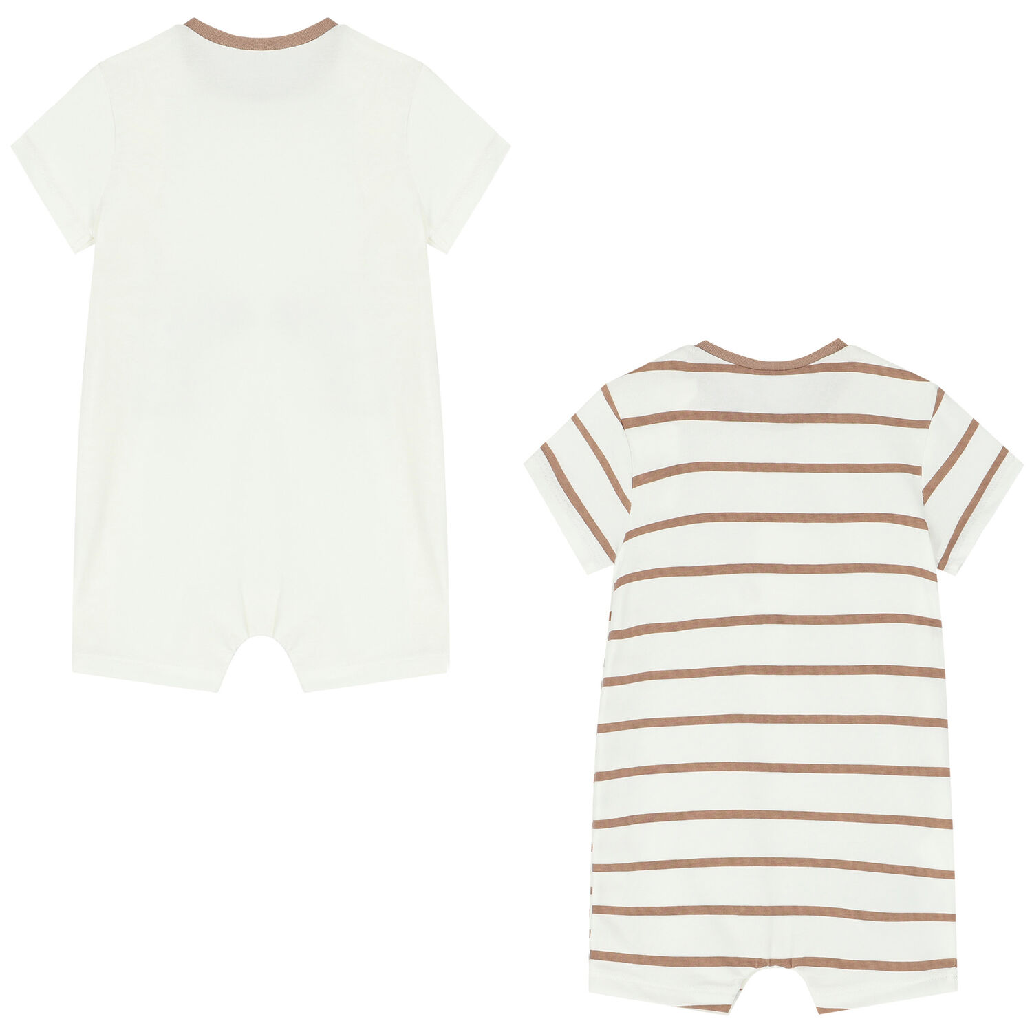 Baby Boys Ivory & Beige Teddy Rompers (2 Pack), 2, hi-res