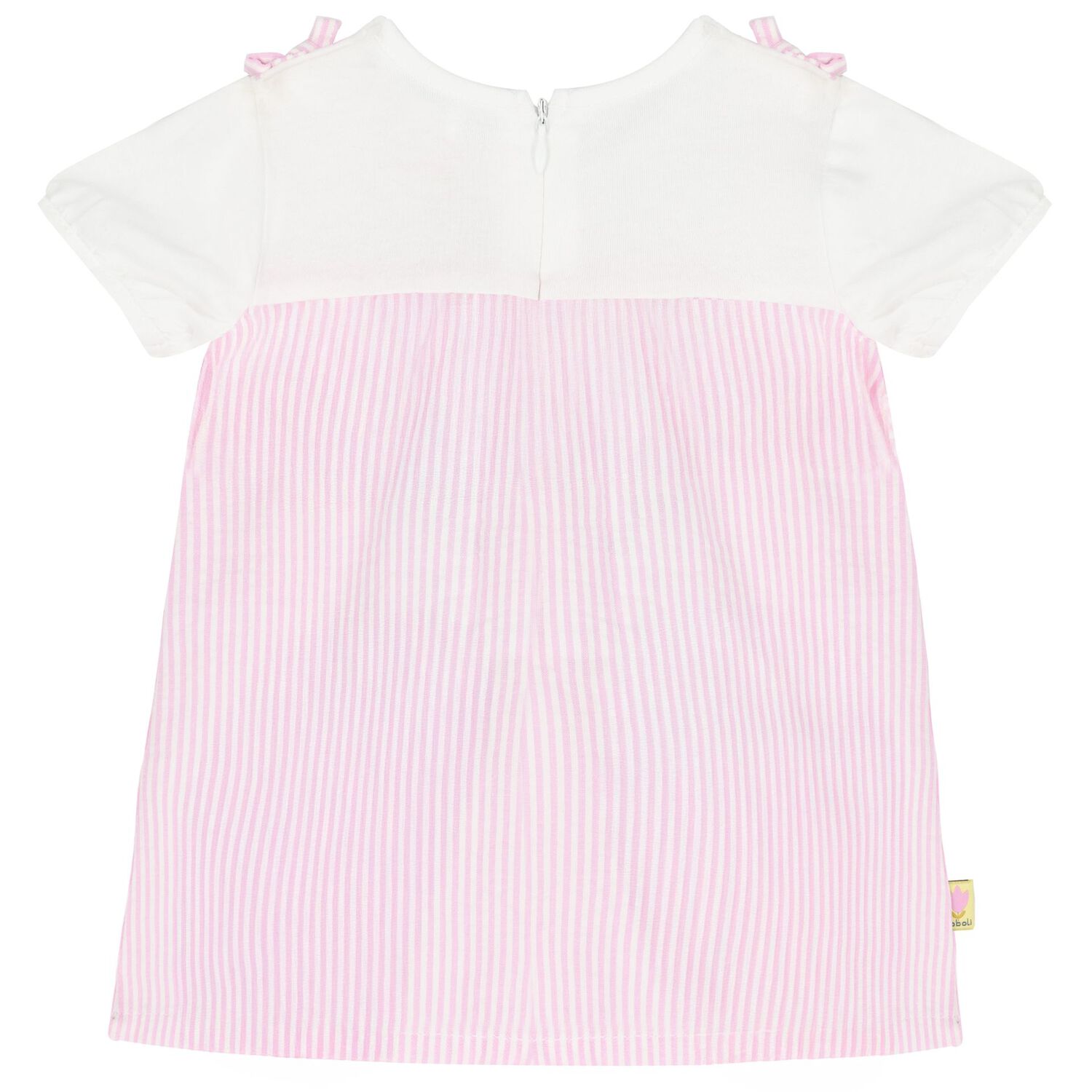 Baby Girls White & Pink Striped Dress, 1, hi-res
