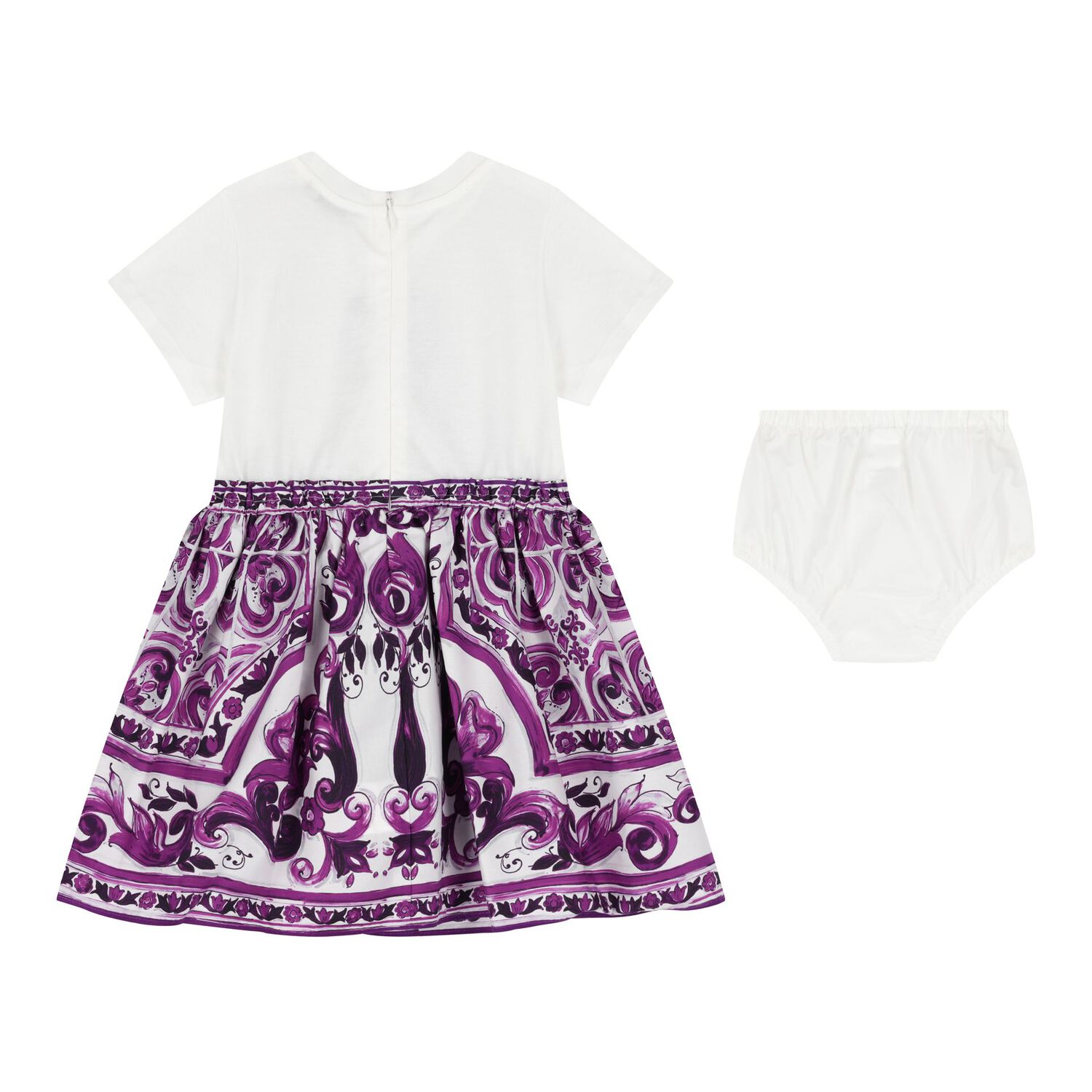 Baby Girls White & Purple Majolica Dress Set, 1, hi-res image number null