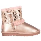Girls Rose Gold Faux Leather Boots, 4, hi-res