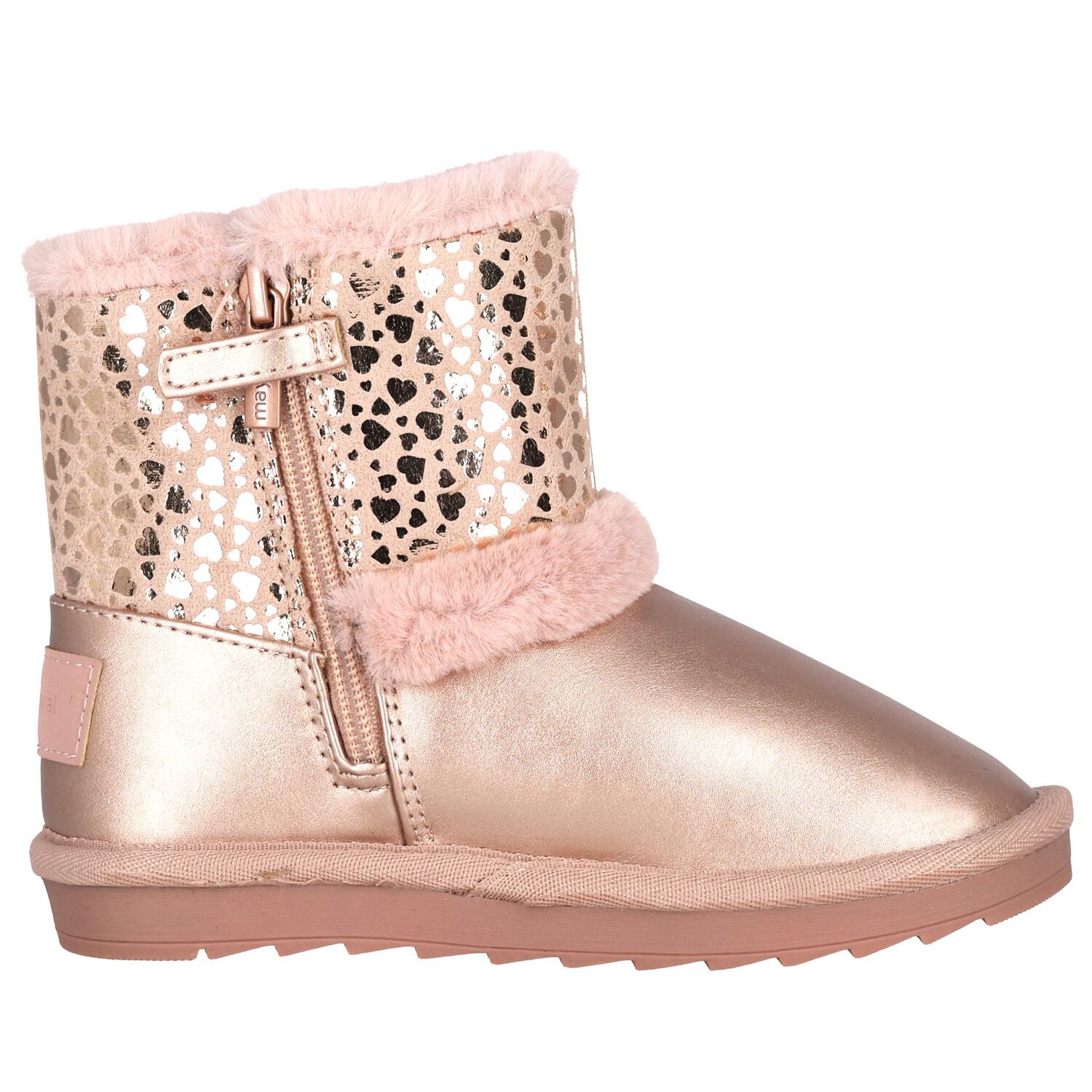Girls Rose Gold Faux Leather Boots, 4, hi-res image number null