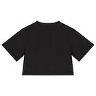 Girls Black Logo Crop Top, 1, hi-res