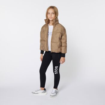 Girls White & Silver Logo Trainers