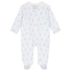 Baby Boys White & Blue Teddy Bear Time Babygrow, 1, hi-res