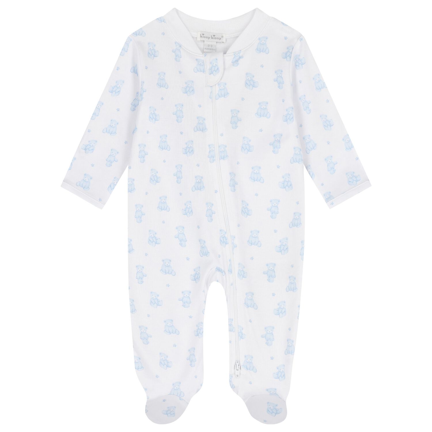 Baby Boys White & Blue Teddy Bear Time Babygrow, 1, hi-res image number null