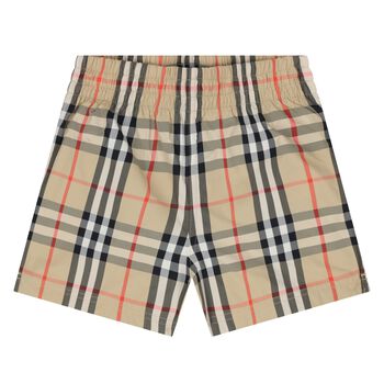 Younger Boys Beige Check Shorts