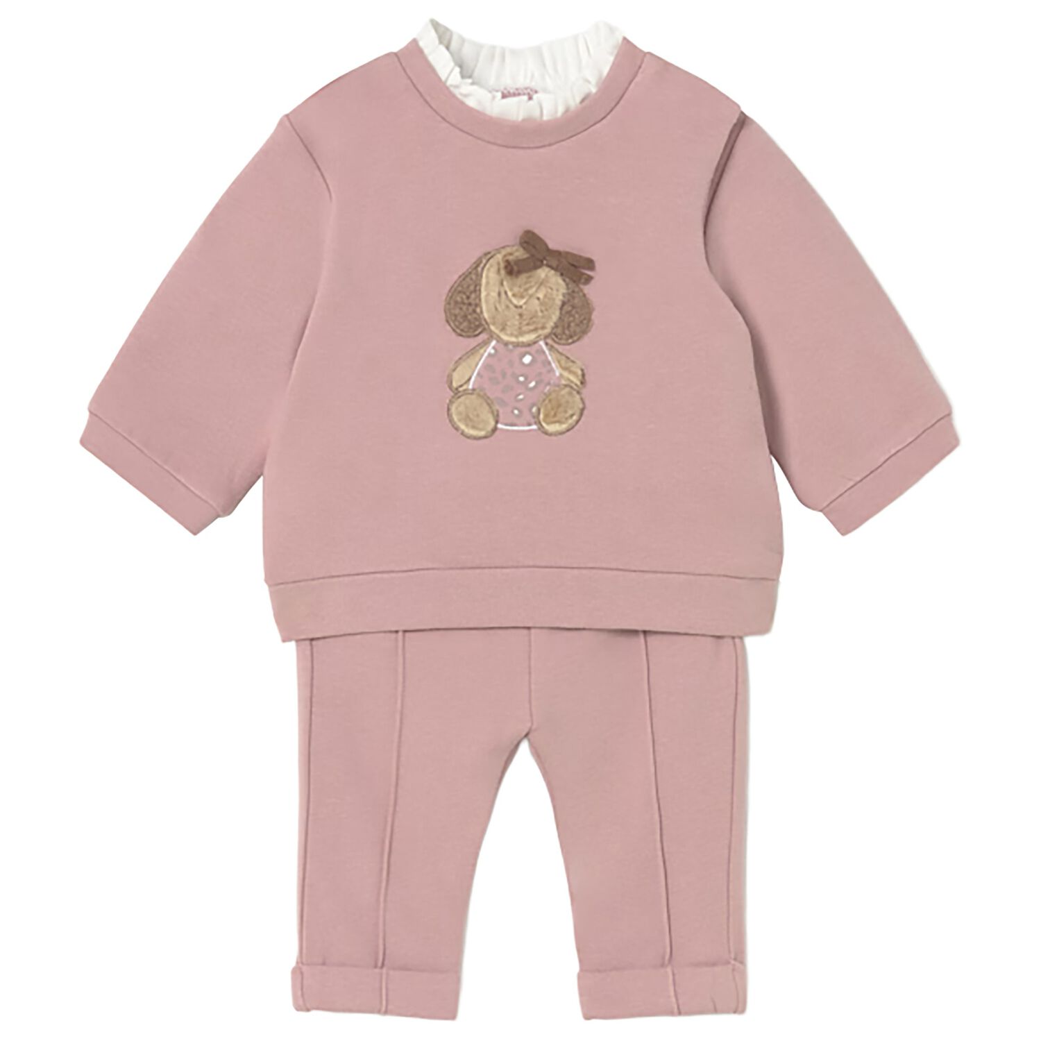 Baby Girls Pink & White Tracksuit, 1, hi-res