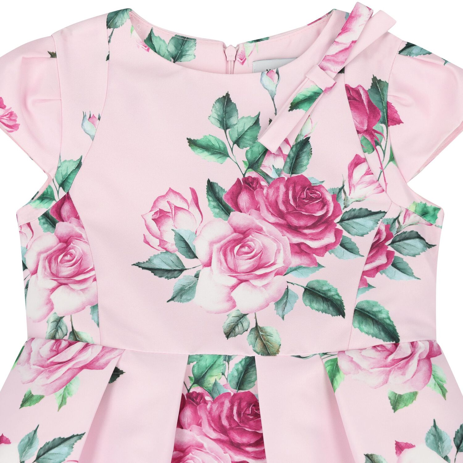 Girls Pink Floral Satin Dress, 2, hi-res