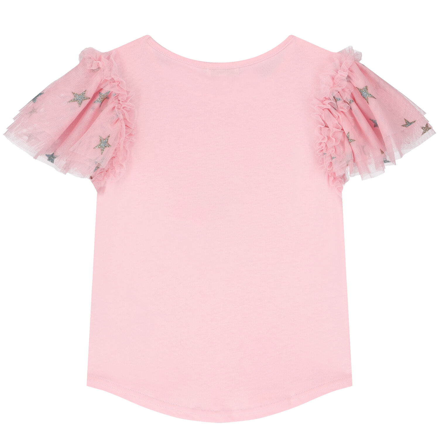 Girls Pink Tulle Sleeve T-Shirt, 1, hi-res