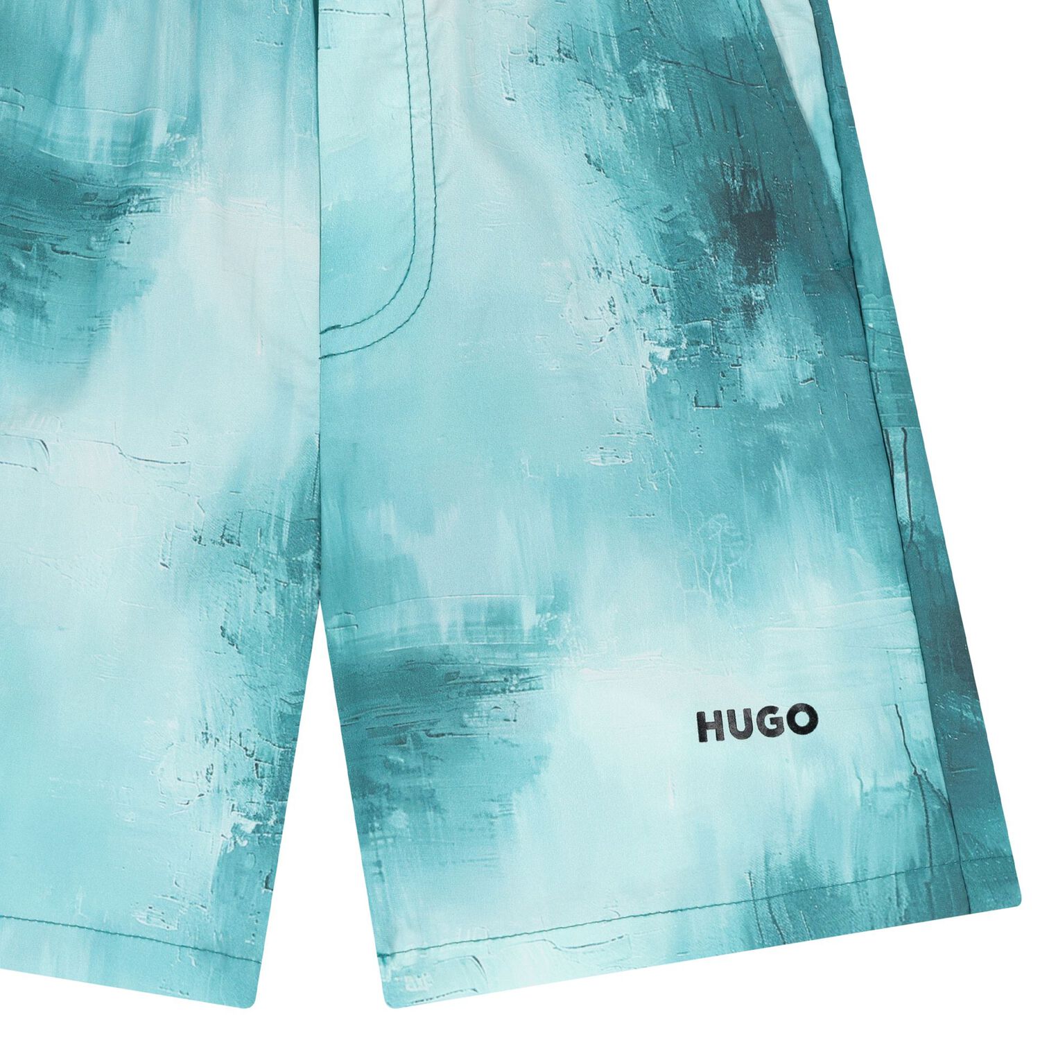 Boys White & Blue Logo Shorts, 1, hi-res