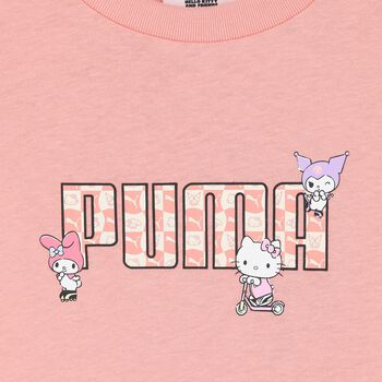 Girls Pink Hello Kitty Logo T-Shirt