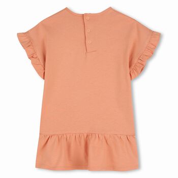 Younger Girls Orange Logo Ruffle Dress