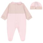 Baby Girls Pink Logo Babygrow & Hat Gift Set, 1, hi-res