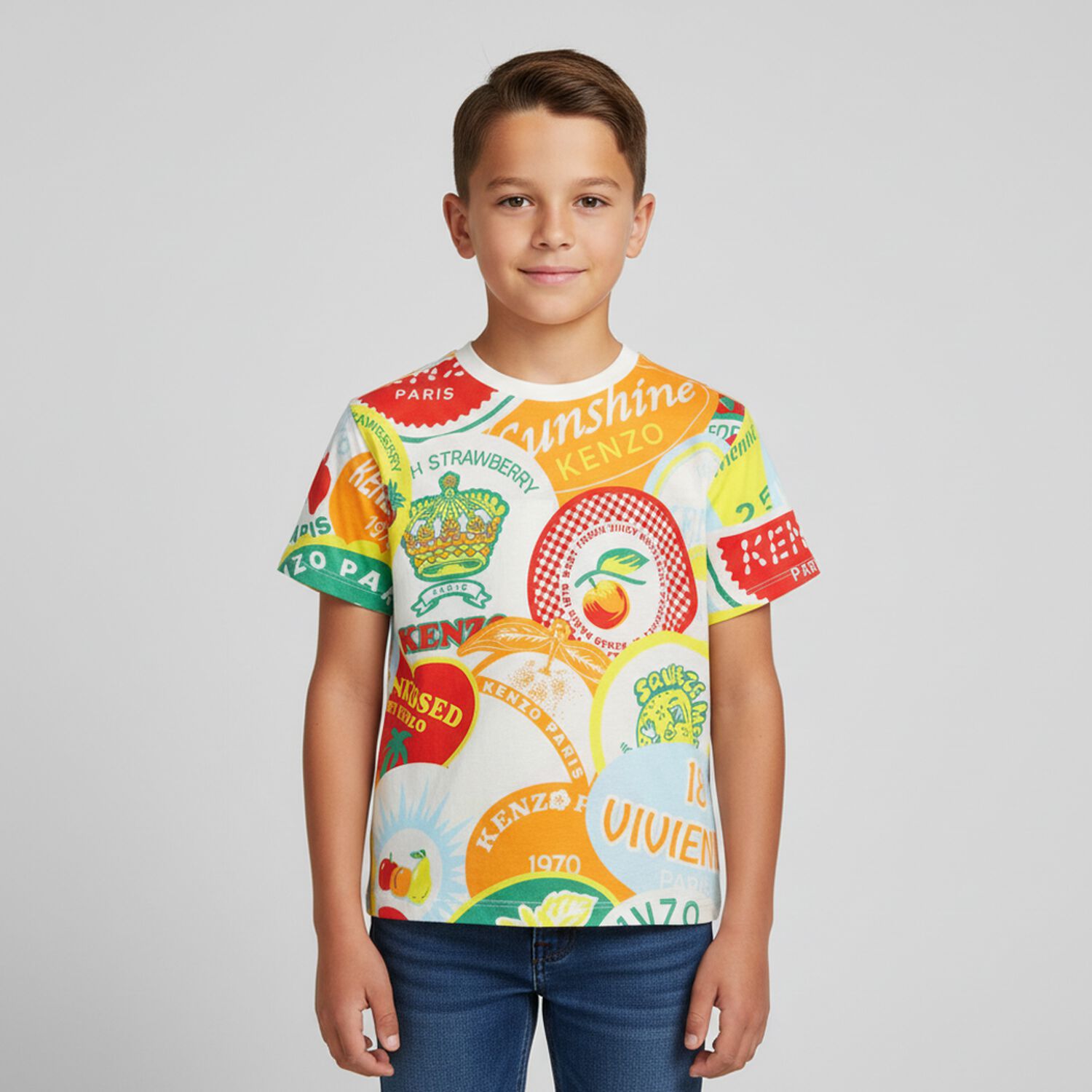 Boys Multi-Coloured Logo T-Shirt, 1, hi-res